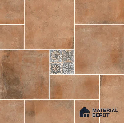 Subway Floor Tile TL 10095 D Cotto Decor 8 x 8 inch Matte Finish Vitrified Anti Skid Tile - 12 mm | 4 Random Design | Suitable For Balcony, Patio, Bathroom | Please Expect a Slight Variation of Pattern