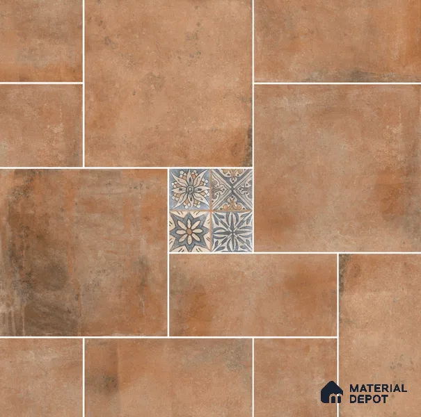 Subway Floor Tile TL 10095 D Cotto Decor 8 x 8 inch Matte Finish Vitrified Anti Skid Tile - 12 mm | 4 Random Design | Suitable For Balcony, Patio, Bathroom | Please Expect a Slight Variation of Pattern