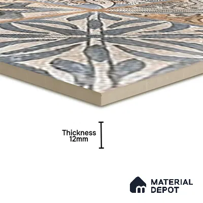 Subway Floor Tile TL 10095 D Cotto Decor 8 x 8 inch Matte Finish Vitrified Anti Skid Tile - 12 mm | 4 Random Design | Suitable For Balcony, Patio, Bathroom | Please Expect a Slight Variation of Pattern