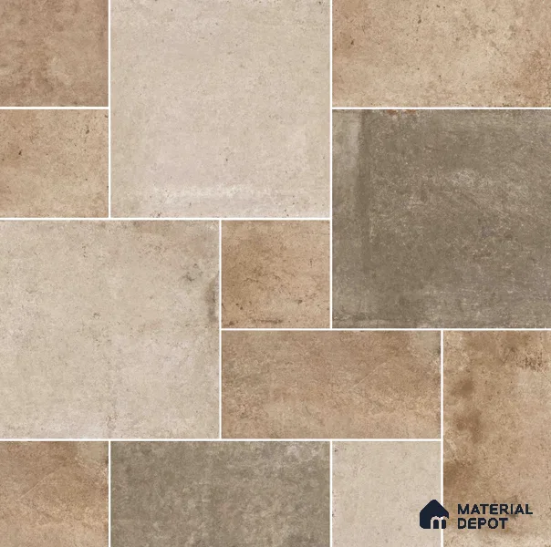 Stone Floor Tile TL 10099 Rust Natural | 16 x 16 inch - 12 mm thick | Vitrified Anti Skid Matte Finish Heavy Duty Parking Tile | Ideal For Bathroom, High Traffic Areas, Terrace | Pattern Alignment May Vary | 2-3 mm Spacer is Mandatory