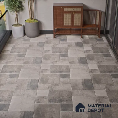 Stone Floor Tile TL 10098 Rust Grey | 16 x 16 inch - 12 mm thick | Vitrified Anti Skid Matte Finish Heavy Duty Parking Tile | Ideal For Outdoor, High Traffic Areas, Bathroom | Pattern Alignment May Vary | 2-3 mm Spacer is Mandatory