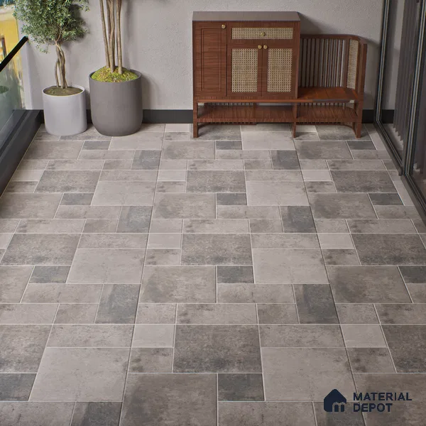 Stone Floor Tile TL 10098 Rust Grey | 16 x 16 inch - 12 mm thick | Vitrified Anti Skid Matte Finish Heavy Duty Parking Tile | Ideal For Outdoor, High Traffic Areas, Bathroom | Pattern Alignment May Vary | 2-3 mm Spacer is Mandatory