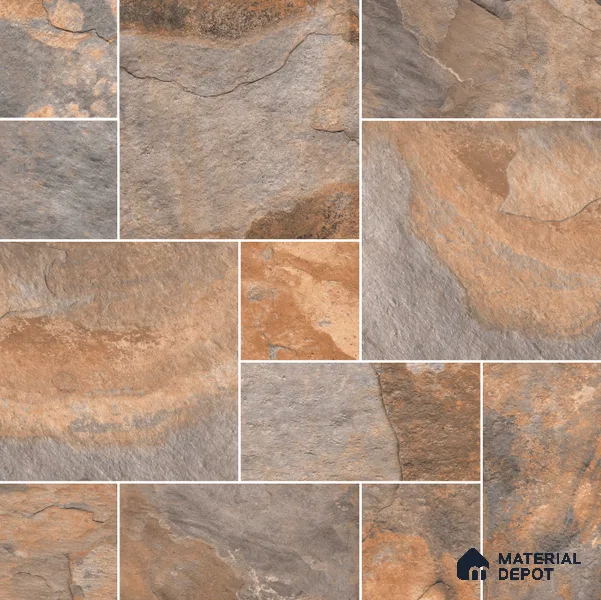 Stone Floor Tile TL 10097 Season Stone | 16 x 16 inch - 12 mm thick | Vitrified Anti Skid Matte Finish Heavy Duty Parking Tile | Ideal For Outdoor, High Traffic Areas, Terrace | Pattern Alignment May Vary | 2-3 mm Spacer is Mandatory