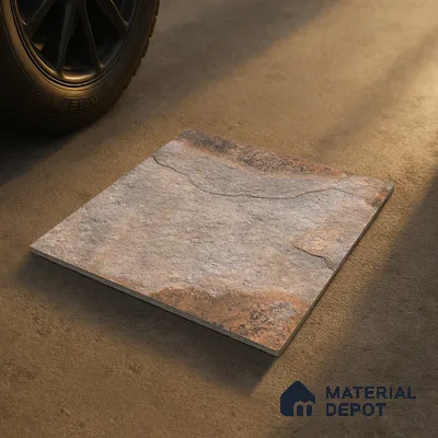 Stone Floor Tile TL 10097 Season Stone | 16 x 16 inch - 12 mm thick | Vitrified Anti Skid Matte Finish Heavy Duty Parking Tile | Ideal For Outdoor, High Traffic Areas, Terrace | Pattern Alignment May Vary | 2-3 mm Spacer is Mandatory