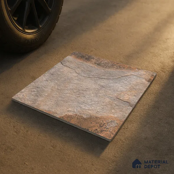 Stone Floor Tile TL 10097 Season Stone | 16 x 16 inch - 12 mm thick | Vitrified Anti Skid Matte Finish Heavy Duty Parking Tile | Ideal For Outdoor, High Traffic Areas, Terrace | Pattern Alignment May Vary | 2-3 mm Spacer is Mandatory