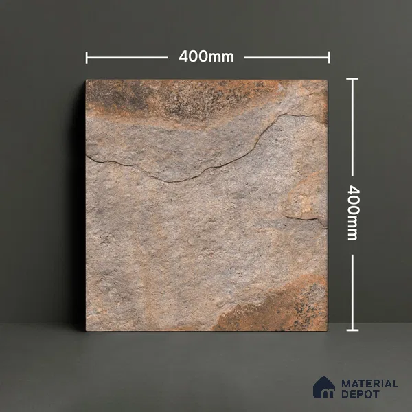 Stone Floor Tile TL 10097 Season Stone | 16 x 16 inch - 12 mm thick | Vitrified Anti Skid Matte Finish Heavy Duty Parking Tile | Ideal For Outdoor, High Traffic Areas, Terrace | Pattern Alignment May Vary | 2-3 mm Spacer is Mandatory