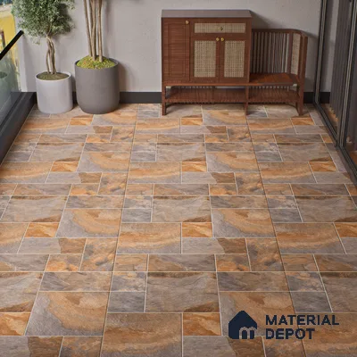 Stone Floor Tile TL 10097 Season Stone | 16 x 16 inch - 12 mm thick | Vitrified Anti Skid Matte Finish Heavy Duty Parking Tile | Ideal For Outdoor, High Traffic Areas, Terrace | Pattern Alignment May Vary | 2-3 mm Spacer is Mandatory