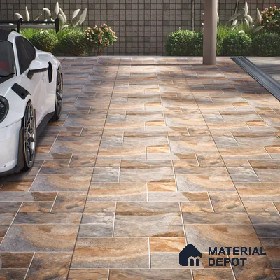 Stone Floor Tile TL 10097 Season Stone | 16 x 16 inch - 12 mm thick | Vitrified Anti Skid Matte Finish Heavy Duty Parking Tile | Ideal For Outdoor, High Traffic Areas, Terrace | Pattern Alignment May Vary | 2-3 mm Spacer is Mandatory