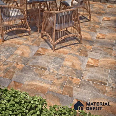 Stone Floor Tile TL 10097 C Season Stone 8 x 8 inch Matte Finish Vitrified Anti Skid Tile - 12 mm | Suitable For Balcony, Patio, Bathroom