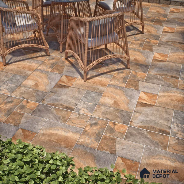 Stone Floor Tile TL 10097 C Season Stone 8 x 8 inch Matte Finish Vitrified Anti Skid Tile - 12 mm | Suitable For Balcony, Patio, Bathroom