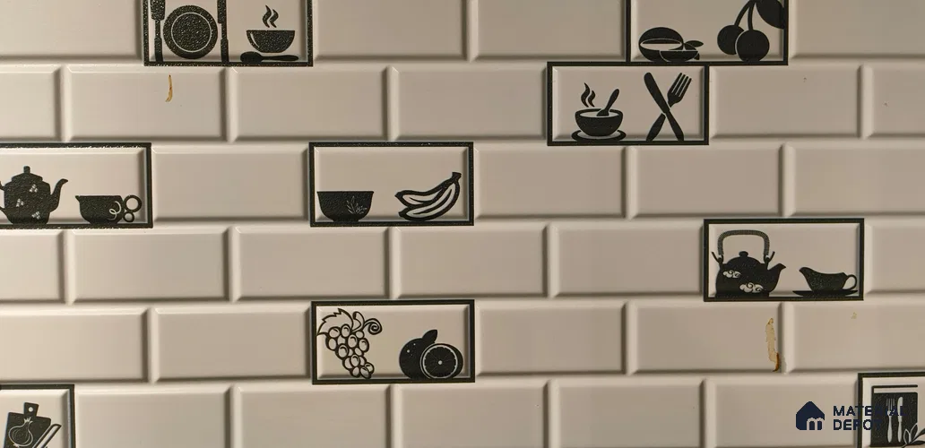 TL 04430 Chequered Kettle & Cups 600 x 300 mm Matte Finish Ceramic Wall Tile - 8 mm