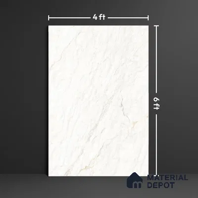 Budget Friendly Large Format Marble Floor Tile TL 10548 Alaska White Glossy Finish Vitrified Tile - 15 mm | Suitable for Living Room, Bedroom, Office | Adhesive and Spacers Must be Used During Installation