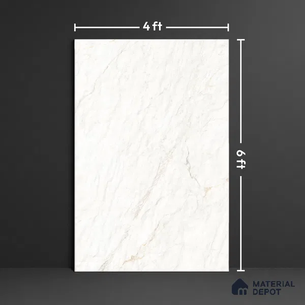 Budget Friendly Large Format Marble Floor Tile TL 10548 Alaska White Glossy Finish Vitrified Tile - 15 mm | Suitable for Living Room, Bedroom, Office | Adhesive and Spacers Must be Used During Installation