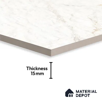 Budget Friendly Large Format Marble Floor Tile TL 10548 Alaska White Glossy Finish Vitrified Tile - 15 mm | Suitable for Living Room, Bedroom, Office | Adhesive and Spacers Must be Used During Installation