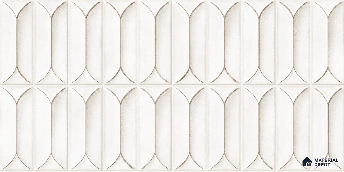 Faux Subway Wall Tile TL 04688 B Capsule Solara Carpaccio White 2 ft x 1 ft Ceramic Glossy Finish - 9 mm | Suitable For Kitchen, Bathroom Walls and Backsplashes | Please Expect a Slight Variation of Pattern