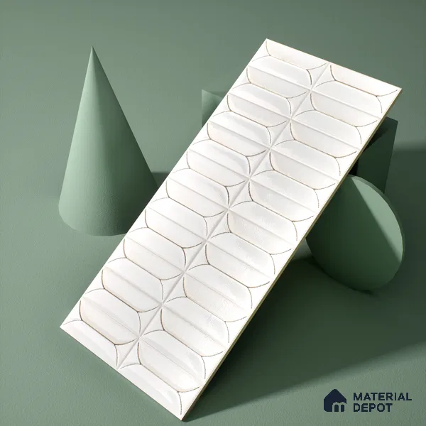 Faux Subway Wall Tile TL 04688 B Capsule Solara Carpaccio White 2 ft x 1 ft Ceramic Glossy Finish - 9 mm | Suitable For Kitchen, Bathroom Walls and Backsplashes | Please Expect a Slight Variation of Pattern