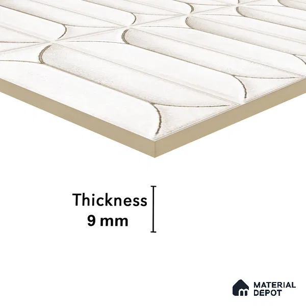 Faux Subway Wall Tile TL 04688 B Capsule Solara Carpaccio White 2 ft x 1 ft Ceramic Glossy Finish - 9 mm | Suitable For Kitchen, Bathroom Walls and Backsplashes | Please Expect a Slight Variation of Pattern