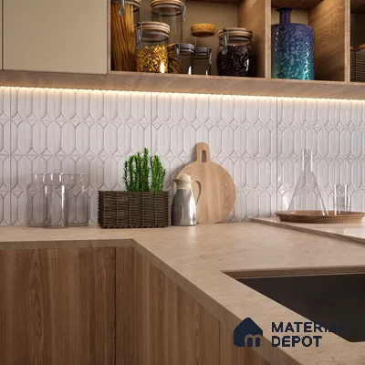 Faux Subway Wall Tile TL 04688 B Capsule Solara Carpaccio White 2 ft x 1 ft Ceramic Glossy Finish - 9 mm | Suitable For Kitchen, Bathroom Walls and Backsplashes | Please Expect a Slight Variation of Pattern