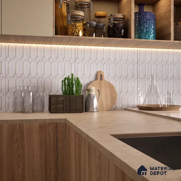 Faux Subway Wall Tile TL 04688 B Capsule Solara Carpaccio White 2 ft x 1 ft Ceramic Glossy Finish - 9 mm | Suitable For Kitchen, Bathroom Walls and Backsplashes | Please Expect a Slight Variation of Pattern
