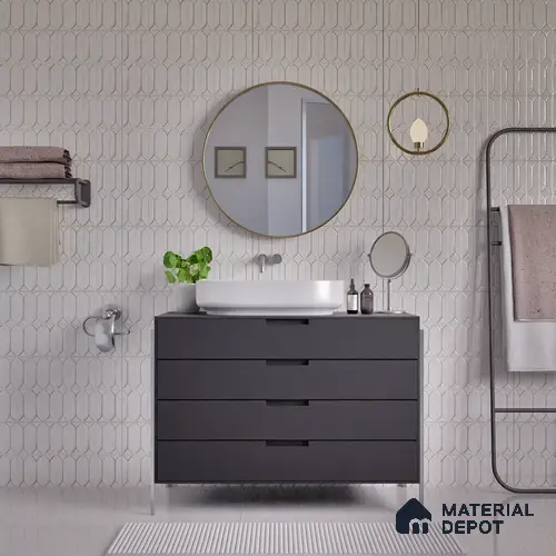 Faux Subway Wall Tile TL 04688 B Capsule Solara Carpaccio White 2 ft x 1 ft Ceramic Glossy Finish - 9 mm | Suitable For Kitchen, Bathroom Walls and Backsplashes | Please Expect a Slight Variation of Pattern