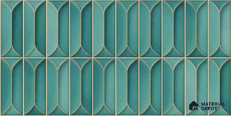 Faux Subway Wall Tile TL 04688 C Capsule Solara Tropical Blue 2 ft x 1 ft Ceramic Glossy Finish - 9 mm | Suitable For Kitchen, Bathroom Walls and Backsplashes | Please Expect a Slight Variation of Pattern (Sample)