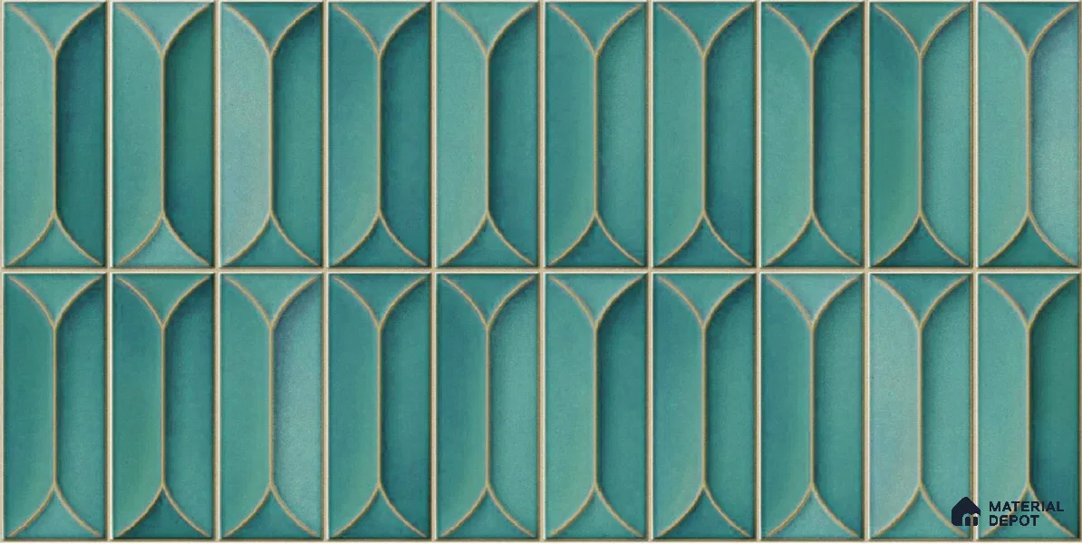 Faux Subway Wall Tile TL 04688 C Capsule Solara Tropical Blue 2 ft x 1 ft Ceramic Glossy Finish - 9 mm | Suitable For Kitchen, Bathroom Walls and Backsplashes | Please Expect a Slight Variation of Pattern (Sample)