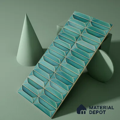 Faux Subway Wall Tile TL 04688 C Capsule Solara Tropical Blue 2 ft x 1 ft Ceramic Glossy Finish - 9 mm | Suitable For Kitchen, Bathroom Walls and Backsplashes | Please Expect a Slight Variation of Pattern (Sample)