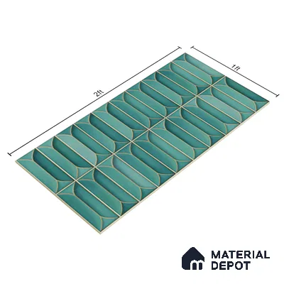 Faux Subway Wall Tile TL 04688 C Capsule Solara Tropical Blue 2 ft x 1 ft Ceramic Glossy Finish - 9 mm | Suitable For Kitchen, Bathroom Walls and Backsplashes | Please Expect a Slight Variation of Pattern (Sample)