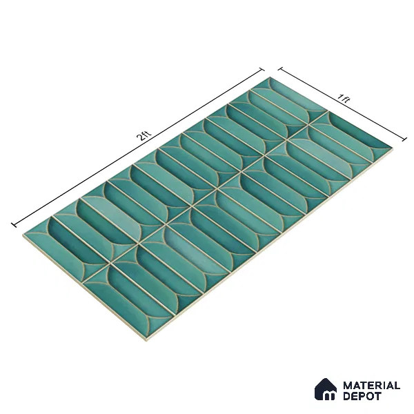 Faux Subway Wall Tile TL 04688 C Capsule Solara Tropical Blue 2 ft x 1 ft Ceramic Glossy Finish - 9 mm | Suitable For Kitchen, Bathroom Walls and Backsplashes | Please Expect a Slight Variation of Pattern (Sample)