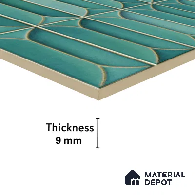 Faux Subway Wall Tile TL 04688 C Capsule Solara Tropical Blue 2 ft x 1 ft Ceramic Glossy Finish - 9 mm | Suitable For Kitchen, Bathroom Walls and Backsplashes | Please Expect a Slight Variation of Pattern (Sample)