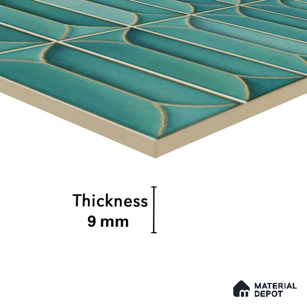 Faux Subway Wall Tile TL 04688 C Capsule Solara Tropical Blue 2 ft x 1 ft Ceramic Glossy Finish - 9 mm | Suitable For Kitchen, Bathroom Walls and Backsplashes | Please Expect a Slight Variation of Pattern (Sample)