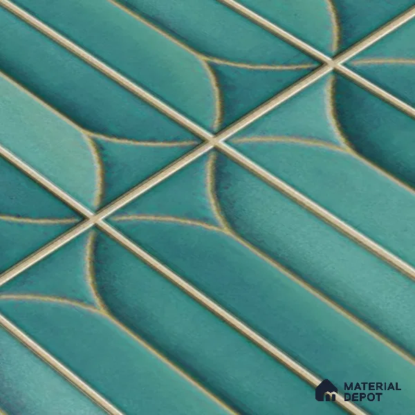 Faux Subway Wall Tile TL 04688 C Capsule Solara Tropical Blue 2 ft x 1 ft Ceramic Glossy Finish - 9 mm | Suitable For Kitchen, Bathroom Walls and Backsplashes | Please Expect a Slight Variation of Pattern (Sample)