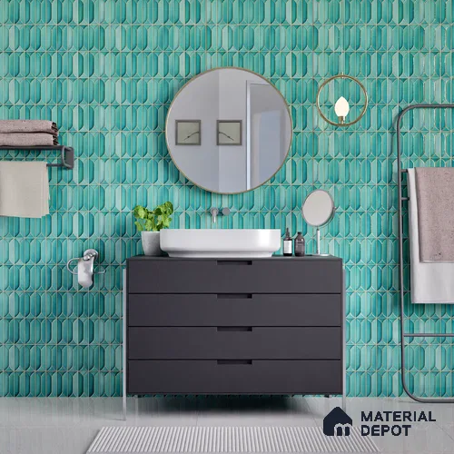 Faux Subway Wall Tile TL 04688 C Capsule Solara Tropical Blue 2 ft x 1 ft Ceramic Glossy Finish - 9 mm | Suitable For Kitchen, Bathroom Walls and Backsplashes | Please Expect a Slight Variation of Pattern