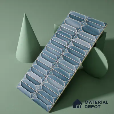 Faux Subway Wall Tile TL 04688 D Capsule Solara Loft Blue 2 ft x 1 ft Ceramic Glossy Finish - 9 mm | Suitable For Kitchen, Bathroom Walls and Backsplashes | Please Expect a Slight Variation of Pattern