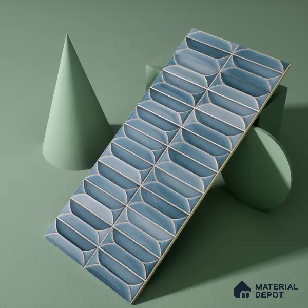 Faux Subway Wall Tile TL 04688 D Capsule Solara Loft Blue 2 ft x 1 ft Ceramic Glossy Finish - 9 mm | Suitable For Kitchen, Bathroom Walls and Backsplashes | Please Expect a Slight Variation of Pattern