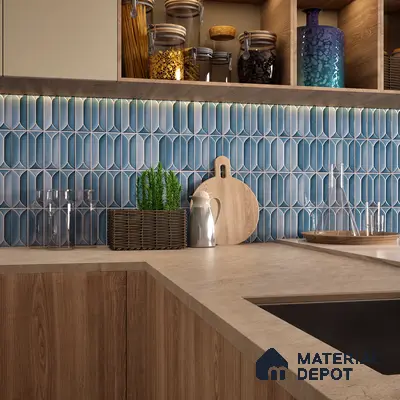 Faux Subway Wall Tile TL 04688 D Capsule Solara Loft Blue 2 ft x 1 ft Ceramic Glossy Finish - 9 mm | Suitable For Kitchen, Bathroom Walls and Backsplashes | Please Expect a Slight Variation of Pattern