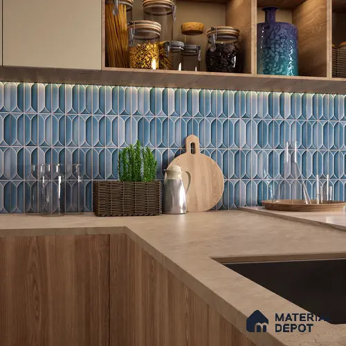 Faux Subway Wall Tile TL 04688 D Capsule Solara Loft Blue 2 ft x 1 ft Ceramic Glossy Finish - 9 mm | Suitable For Kitchen, Bathroom Walls and Backsplashes | Please Expect a Slight Variation of Pattern