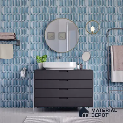 Faux Subway Wall Tile TL 04688 D Capsule Solara Loft Blue 2 ft x 1 ft Ceramic Glossy Finish - 9 mm | Suitable For Kitchen, Bathroom Walls and Backsplashes | Please Expect a Slight Variation of Pattern