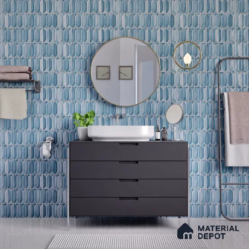 Faux Subway Wall Tile TL 04688 D Capsule Solara Loft Blue 2 ft x 1 ft Ceramic Glossy Finish - 9 mm | Suitable For Kitchen, Bathroom Walls and Backsplashes | Please Expect a Slight Variation of Pattern