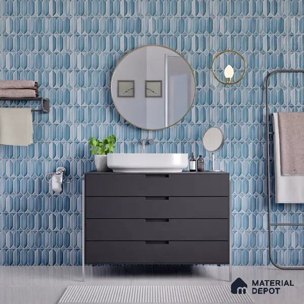 Faux Subway Wall Tile TL 04688 D Capsule Solara Loft Blue 2 ft x 1 ft Ceramic Glossy Finish - 9 mm | Suitable For Kitchen, Bathroom Walls and Backsplashes | Please Expect a Slight Variation of Pattern