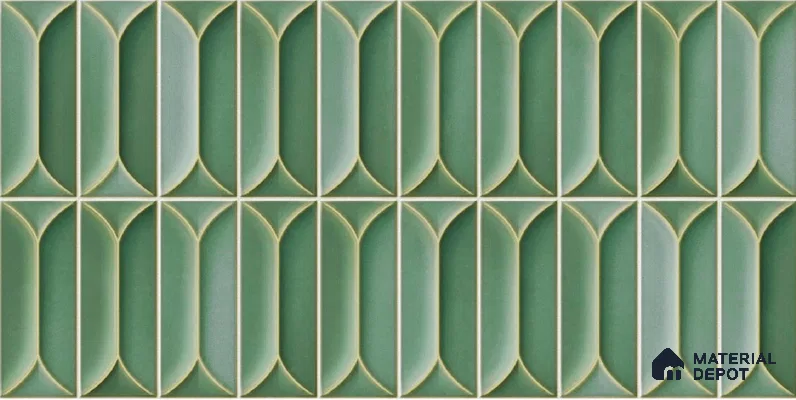 Faux Subway Wall Tile TL 04688 E Capsule Solara Saxon Green 2 ft x 1 ft Ceramic Glossy Finish - 9 mm | Suitable For Kitchen, Bathroom Walls and Backsplashes | Please Expect a Slight Variation of Pattern (Sample)