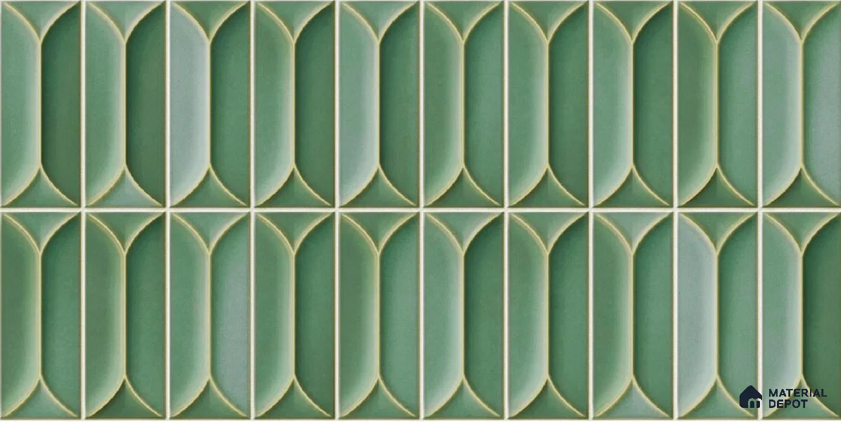 Faux Subway Wall Tile TL 04688 E Capsule Solara Saxon Green 2 ft x 1 ft Ceramic Glossy Finish - 9 mm | Suitable For Kitchen, Bathroom Walls and Backsplashes | Please Expect a Slight Variation of Pattern (Sample)