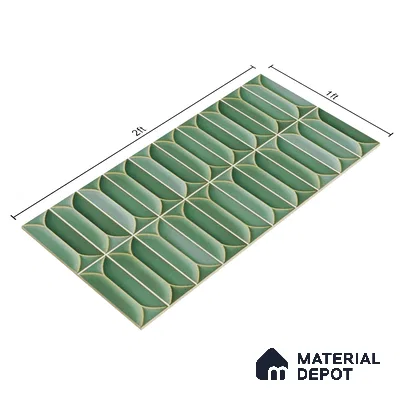 Faux Subway Wall Tile TL 04688 E Capsule Solara Saxon Green 2 ft x 1 ft Ceramic Glossy Finish - 9 mm | Suitable For Kitchen, Bathroom Walls and Backsplashes | Please Expect a Slight Variation of Pattern (Sample)