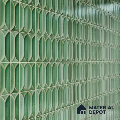 Faux Subway Wall Tile TL 04688 E Capsule Solara Saxon Green 2 ft x 1 ft Ceramic Glossy Finish - 9 mm | Suitable For Kitchen, Bathroom Walls and Backsplashes | Please Expect a Slight Variation of Pattern (Sample)