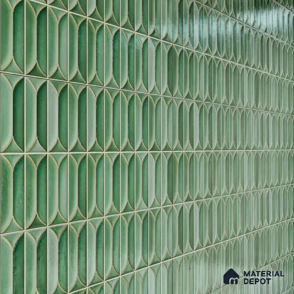 Faux Subway Wall Tile TL 04688 E Capsule Solara Saxon Green 2 ft x 1 ft Ceramic Glossy Finish - 9 mm | Suitable For Kitchen, Bathroom Walls and Backsplashes | Please Expect a Slight Variation of Pattern (Sample)