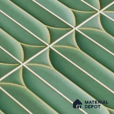 Faux Subway Wall Tile TL 04688 E Capsule Solara Saxon Green 2 ft x 1 ft Ceramic Glossy Finish - 9 mm | Suitable For Kitchen, Bathroom Walls and Backsplashes | Please Expect a Slight Variation of Pattern (Sample)