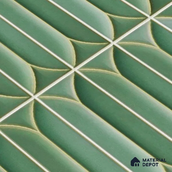 Faux Subway Wall Tile TL 04688 E Capsule Solara Saxon Green 2 ft x 1 ft Ceramic Glossy Finish - 9 mm | Suitable For Kitchen, Bathroom Walls and Backsplashes | Please Expect a Slight Variation of Pattern (Sample)