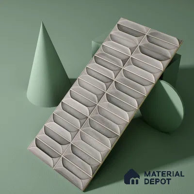 Faux Subway Wall Tile TL 04688 F Capsule Solara Eclipse Grey 2 ft x 1 ft Ceramic Glossy Finish - 9 mm | Suitable For Kitchen, Bathroom Walls and Backsplashes | Please Expect a Slight Variation of Pattern (Sample)