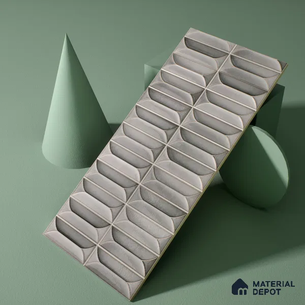 Faux Subway Wall Tile TL 04688 F Capsule Solara Eclipse Grey 2 ft x 1 ft Ceramic Glossy Finish - 9 mm | Suitable For Kitchen, Bathroom Walls and Backsplashes | Please Expect a Slight Variation of Pattern (Sample)