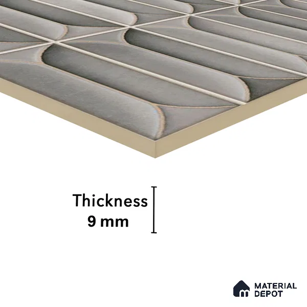 Faux Subway Wall Tile TL 04688 F Capsule Solara Eclipse Grey 2 ft x 1 ft Ceramic Glossy Finish - 9 mm | Suitable For Kitchen, Bathroom Walls and Backsplashes | Please Expect a Slight Variation of Pattern (Sample)
